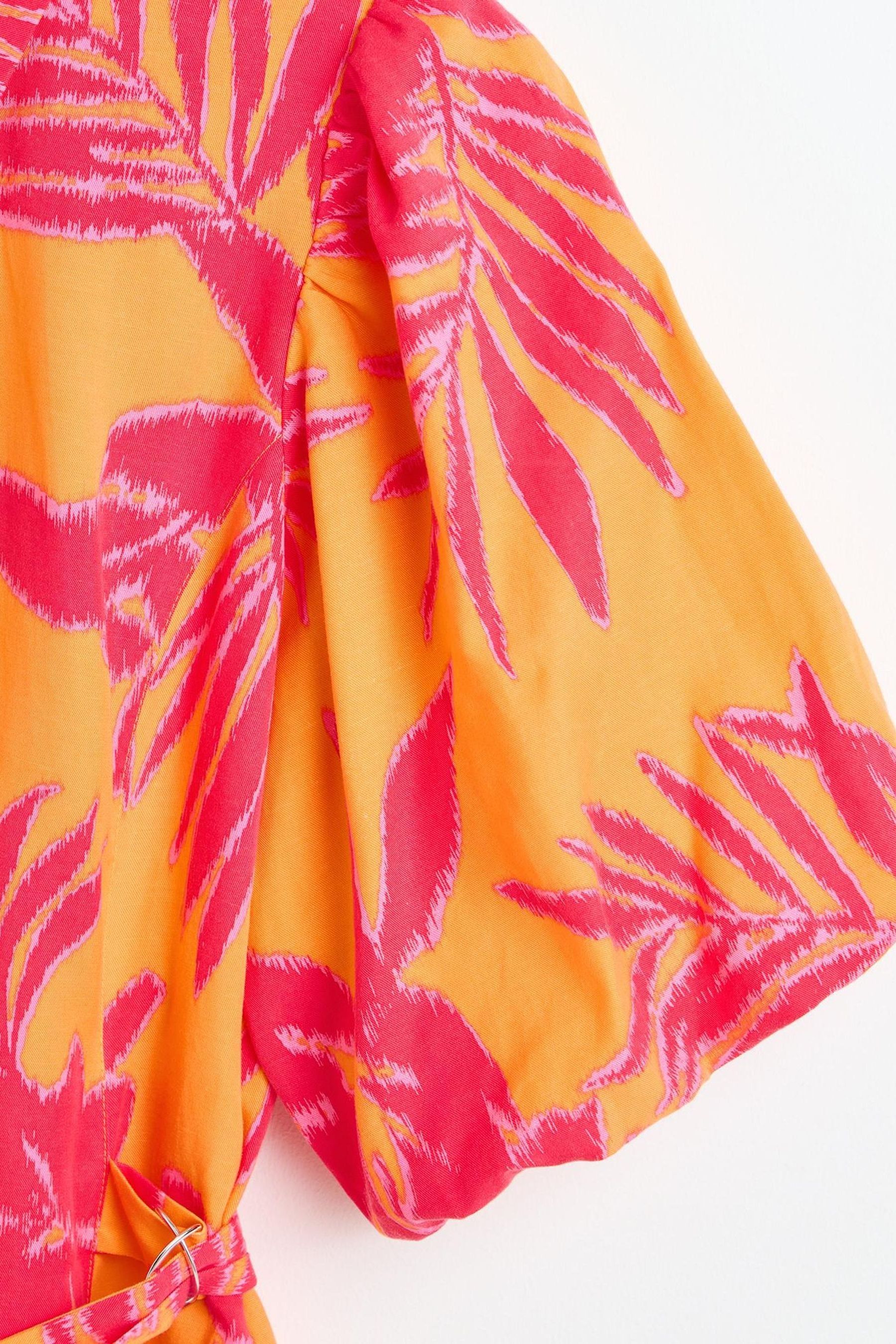 Oliver Bonas Orange Shadow Floral Mini Shirt Dress