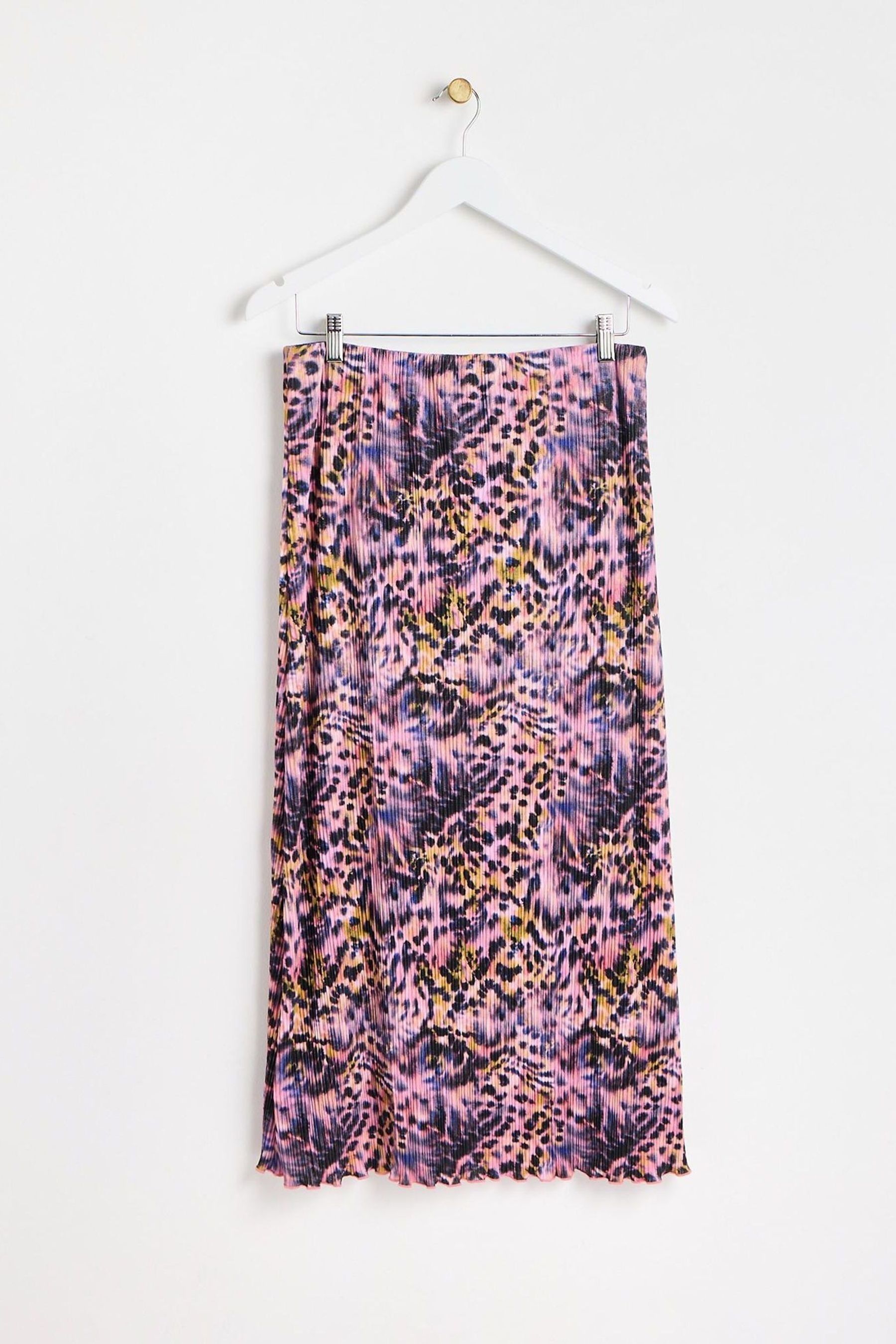 Buy Oliver Bonas Pink Blurred Animal Print Plisse Midi Skirt from Next Luxembourg