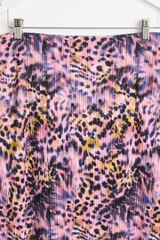 Oliver Bonas Pink Blurred Animal Print Plissé Midi Skirt - Image 6 of 8