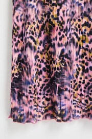 Oliver Bonas Pink Blurred Animal Print Plissé Midi Skirt - Image 8 of 8