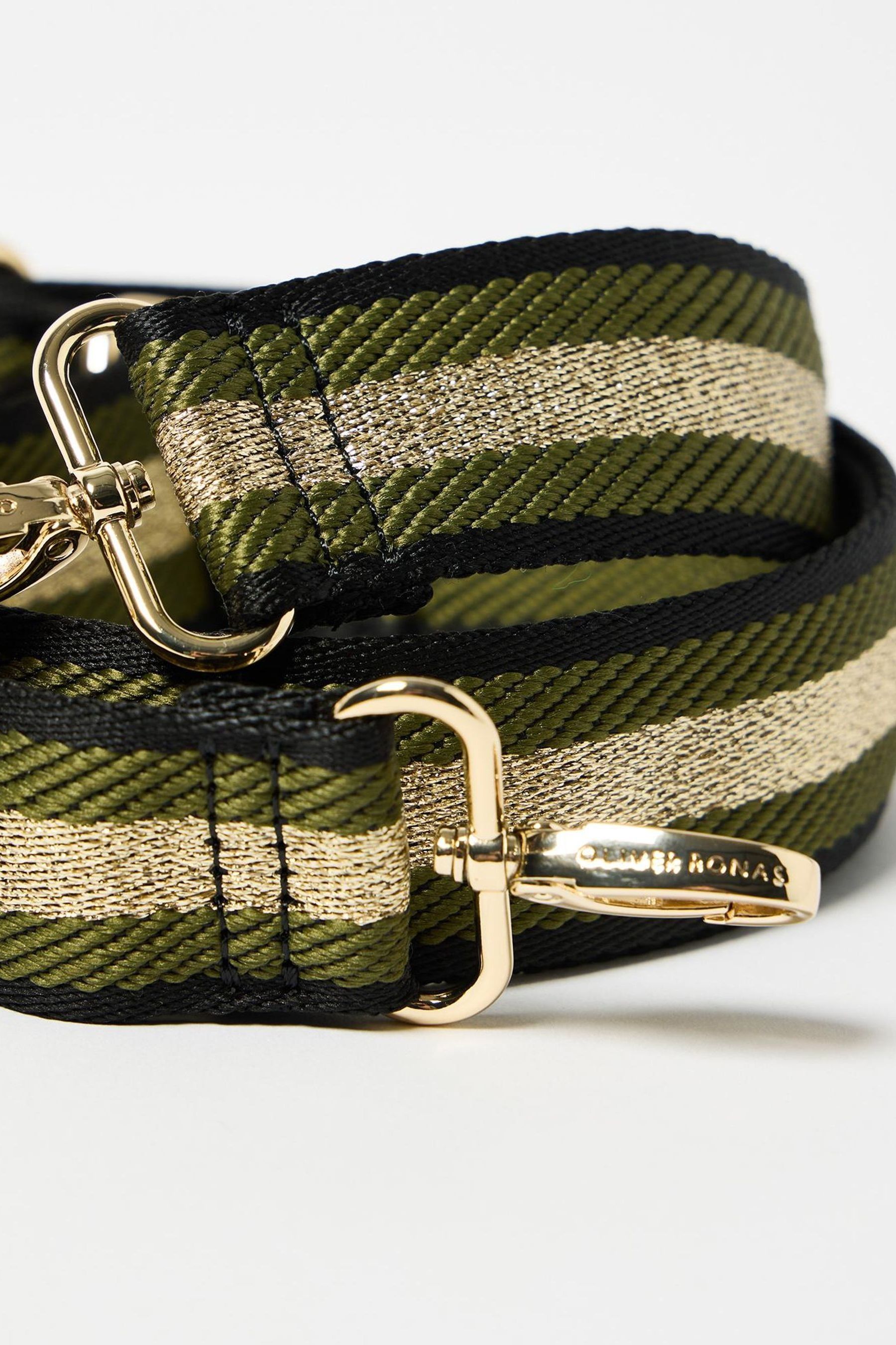 Oliver Bonas Green Stripe Crossbody Replacement Strap Bag