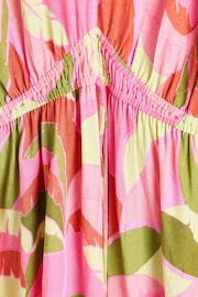 Oliver Bonas Green Leaf Print Puff Sleeve Mini Dress - Image 8 of 8