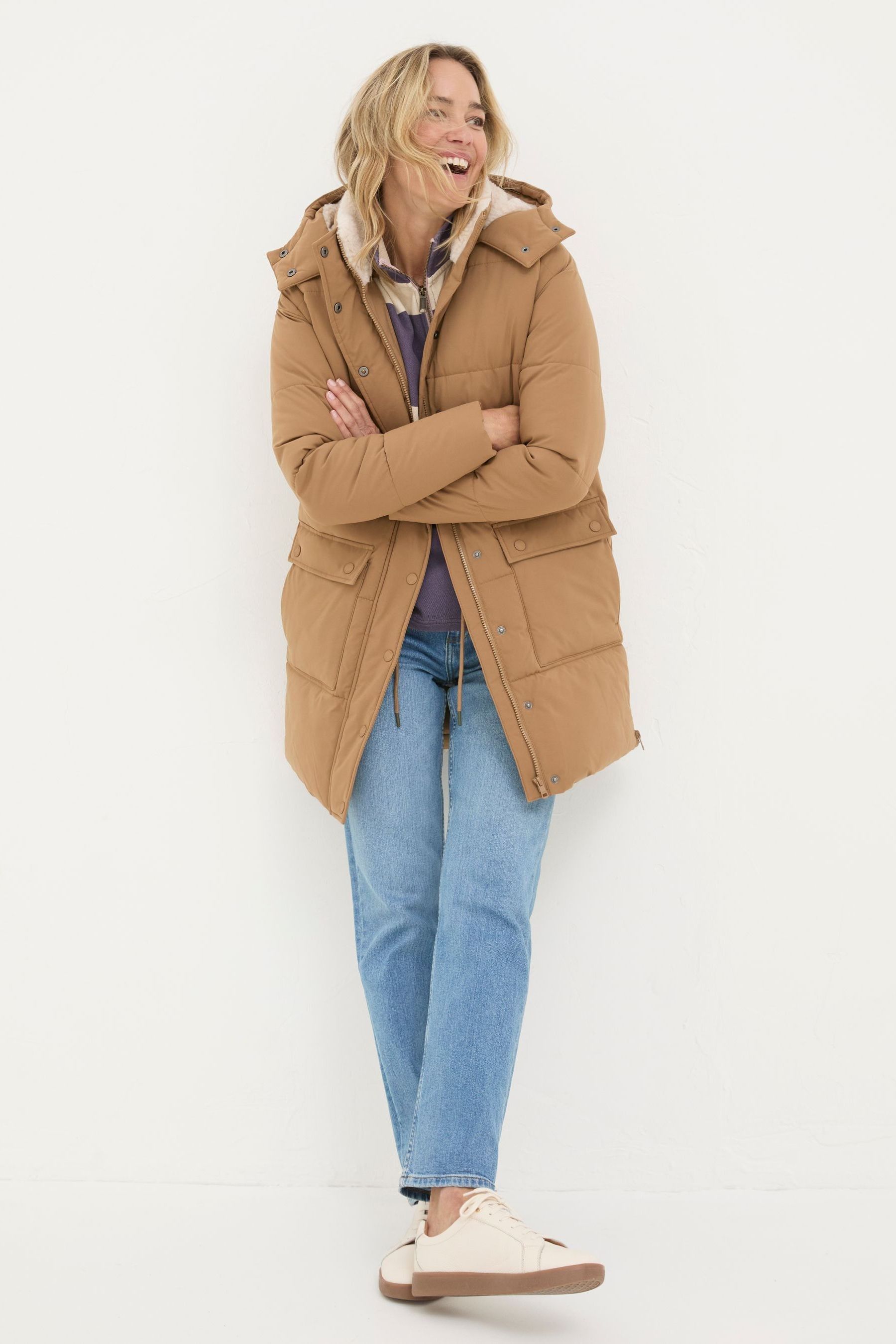 Tan padded coat new arrivals