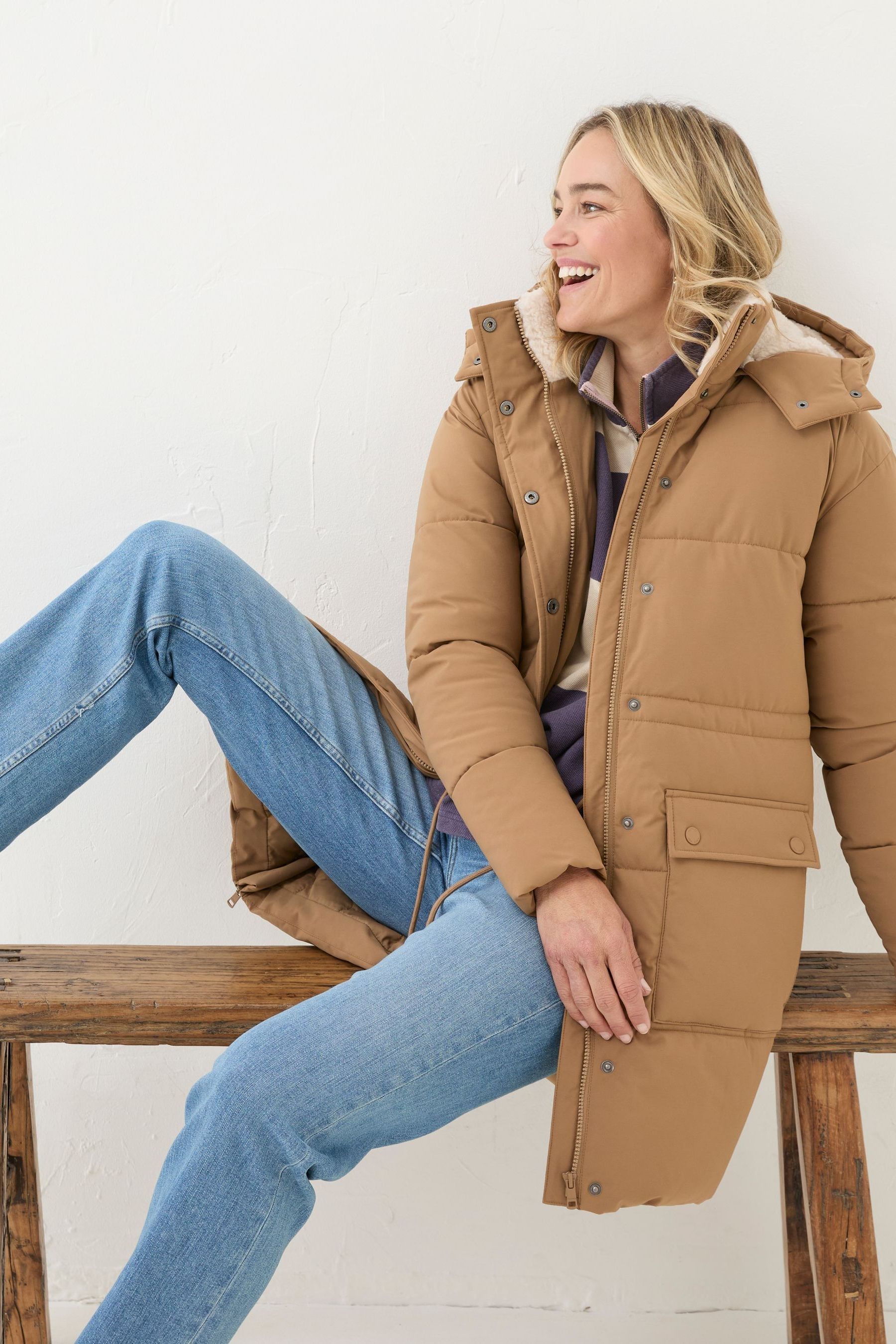 Buy FatFace Maddie Tan Brown Puffer Coat from Next Luxembourg