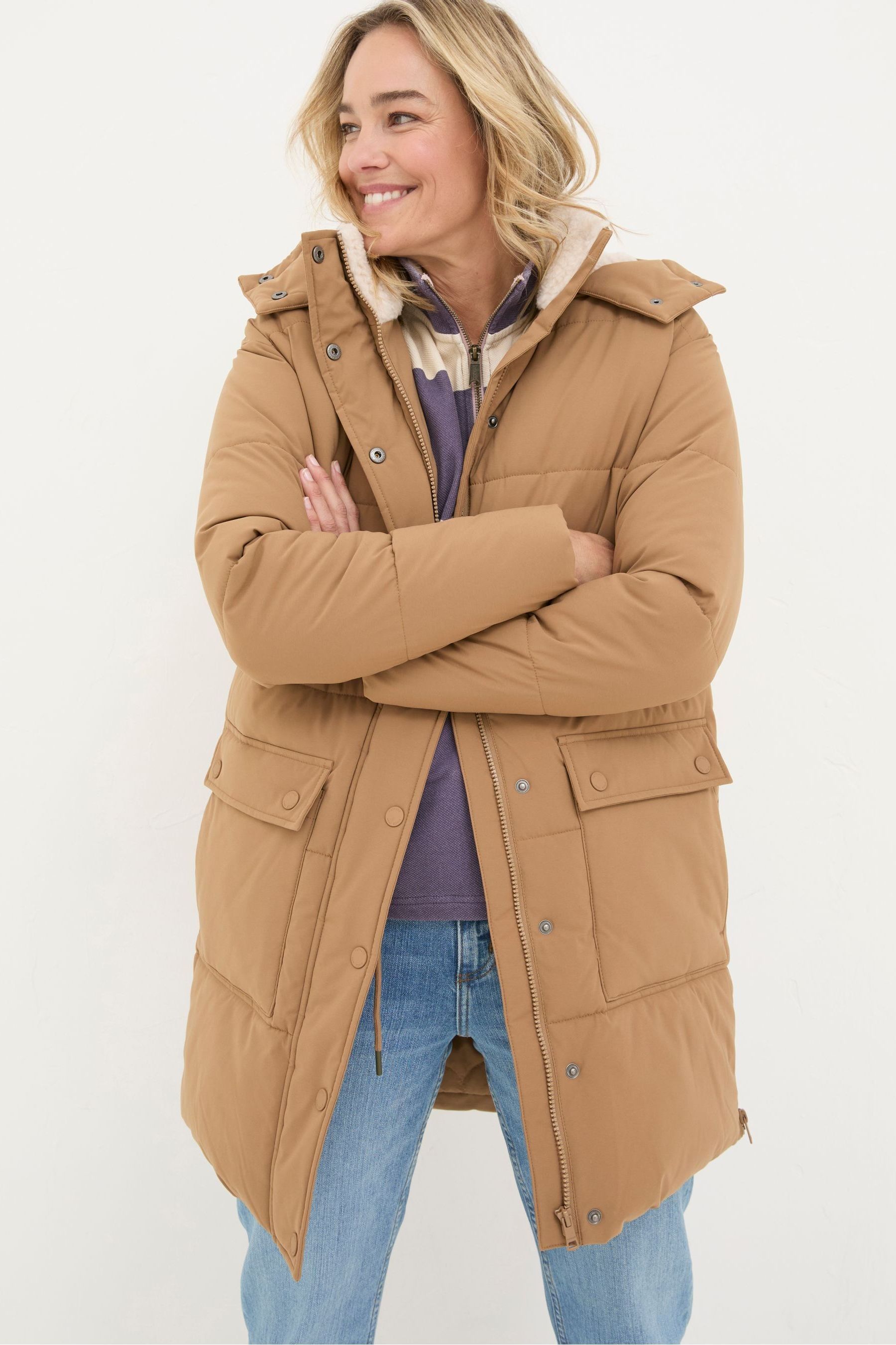 Tan padded coat online