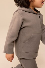 Neutral Knitted Zip Neck Utility Hoodie Surf and Joggers Set (3mths-7yrs) - Image 3 of 9