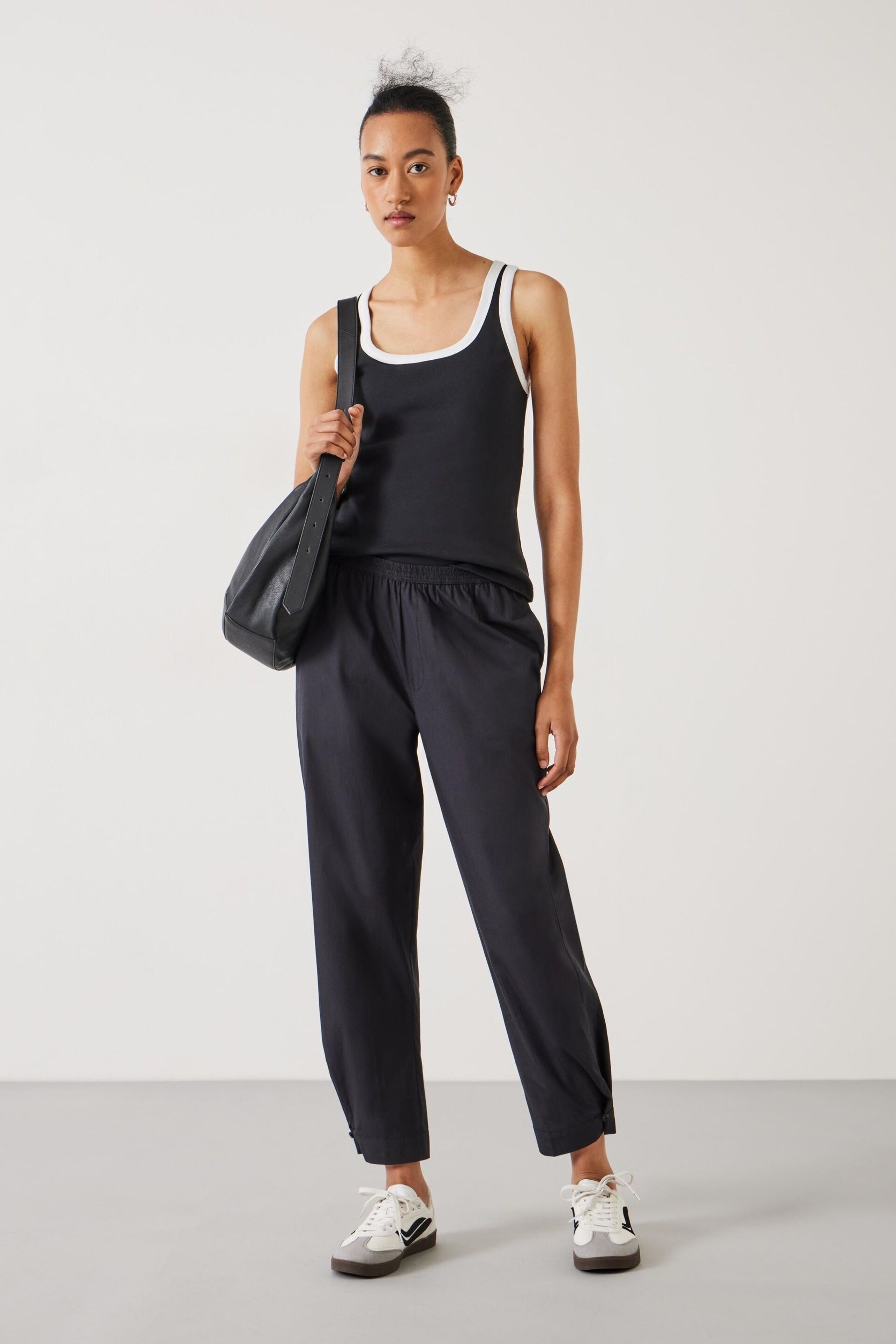 Hush Black Cotton Poplin Easy Trousers - Image 1 of 5