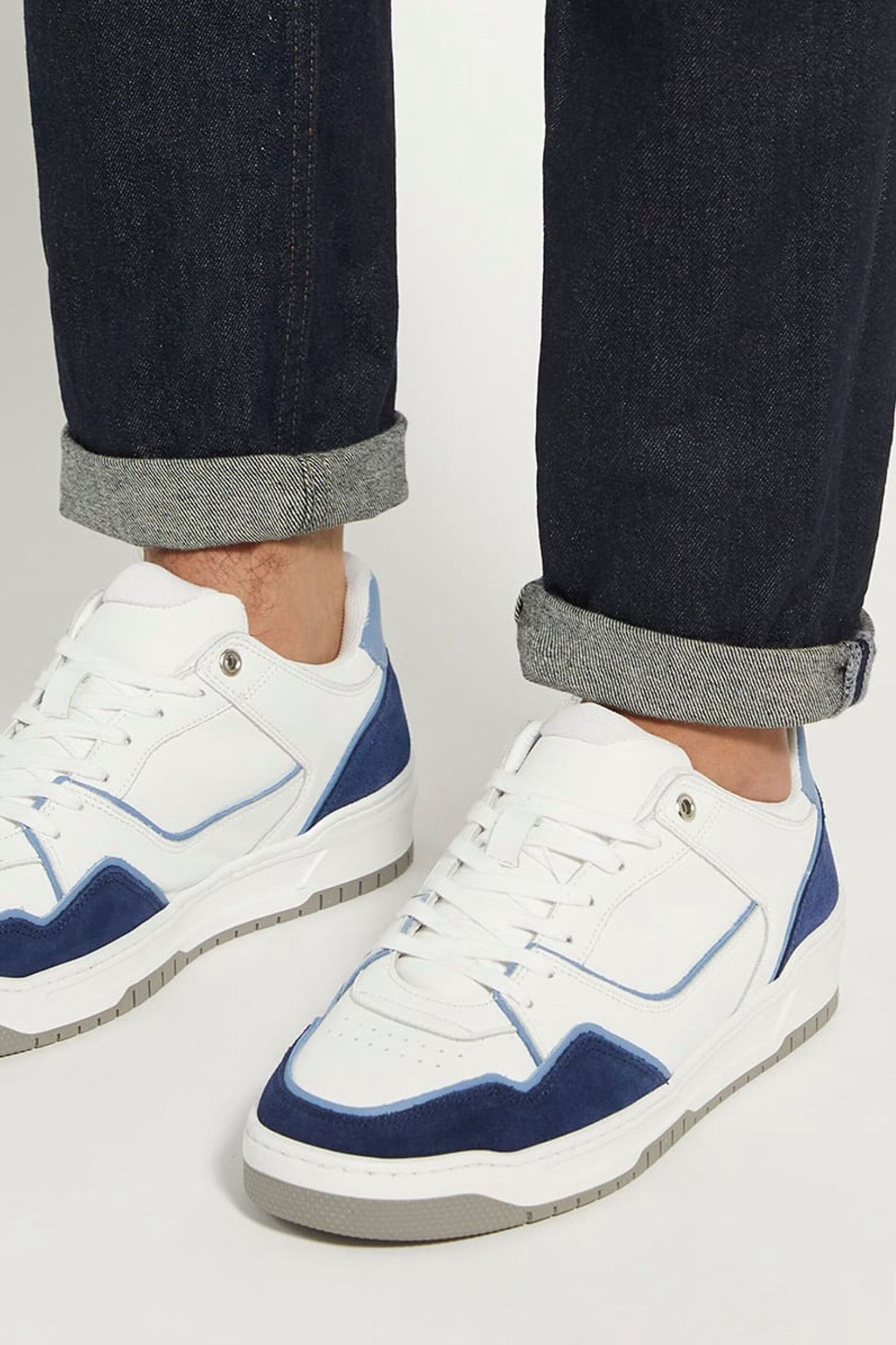 Dune London Blue Tainted Chunky Court Trainers - Image 1 of 5