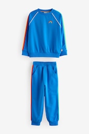 Little Bird by Jools Oliver Blue Rainbow Sweatshirt and Jogger Set - Image 5 of 8