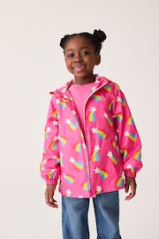 Little Bird by Jools Oliver Pink Rainbow Shower Resistant Mac Jacket - Image 2 of 9