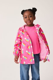 Little Bird by Jools Oliver Pink Rainbow Shower Resistant Mac Jacket - Image 3 of 9