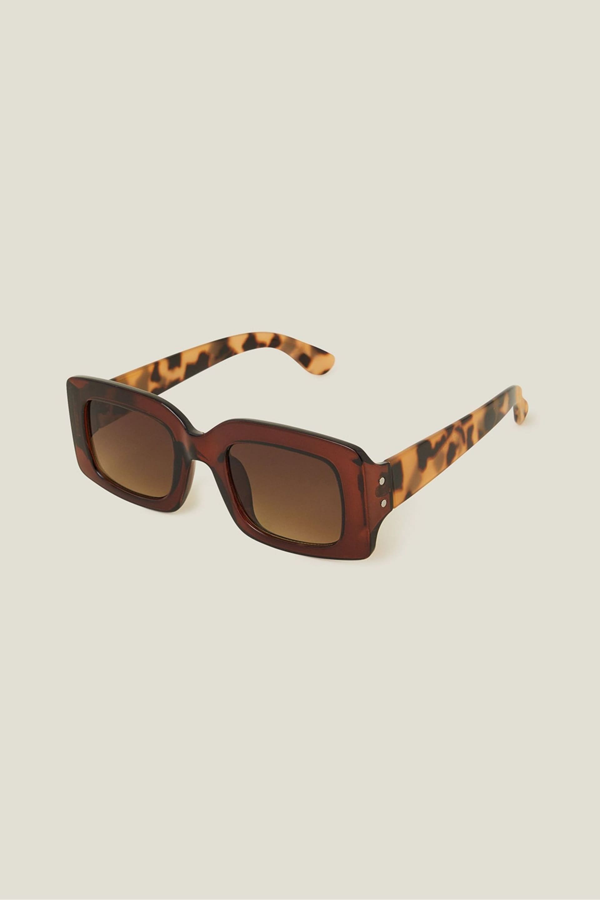 Accessorize Yellow Square Tortoiseshell Contrast Sunglasses - Image 2 of 3