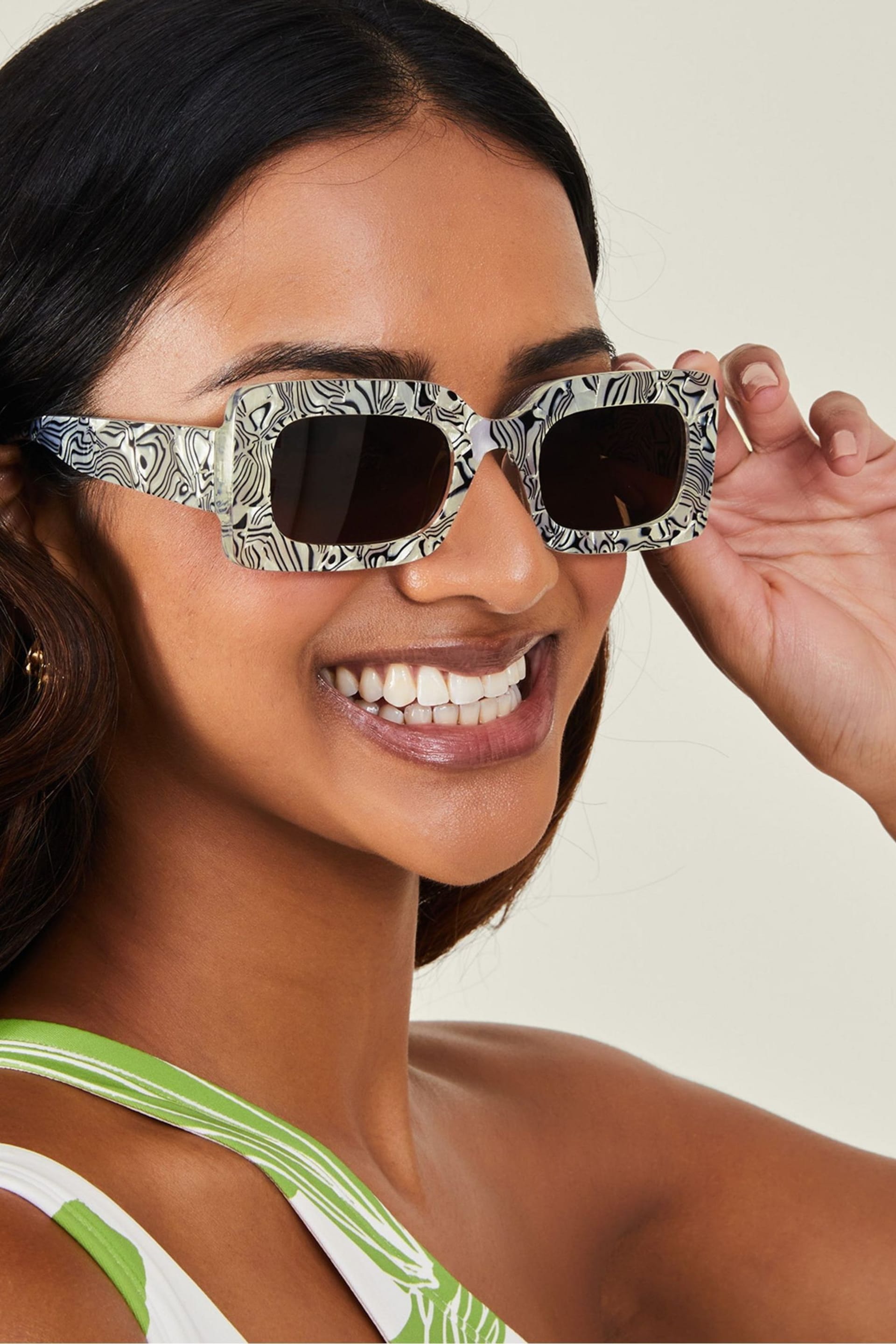 Accessorize White Crystal Marble Sunglasses - Image 3 of 3