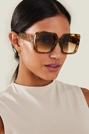 Accessorize Blue Oversized Square Crystal Sunglasses - Image 1 of 3