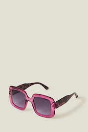 Accessorize Pink Oversized Crystal Square Sunglasses - Image 1 of 3