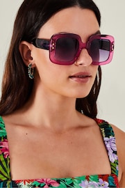 Accessorize Pink Oversized Crystal Square Sunglasses - Image 3 of 3