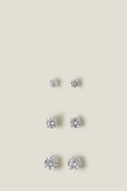 Accessorize Sterling Silver Plated Crystal Studs Earrings 3 Pack - Image 2 of 2