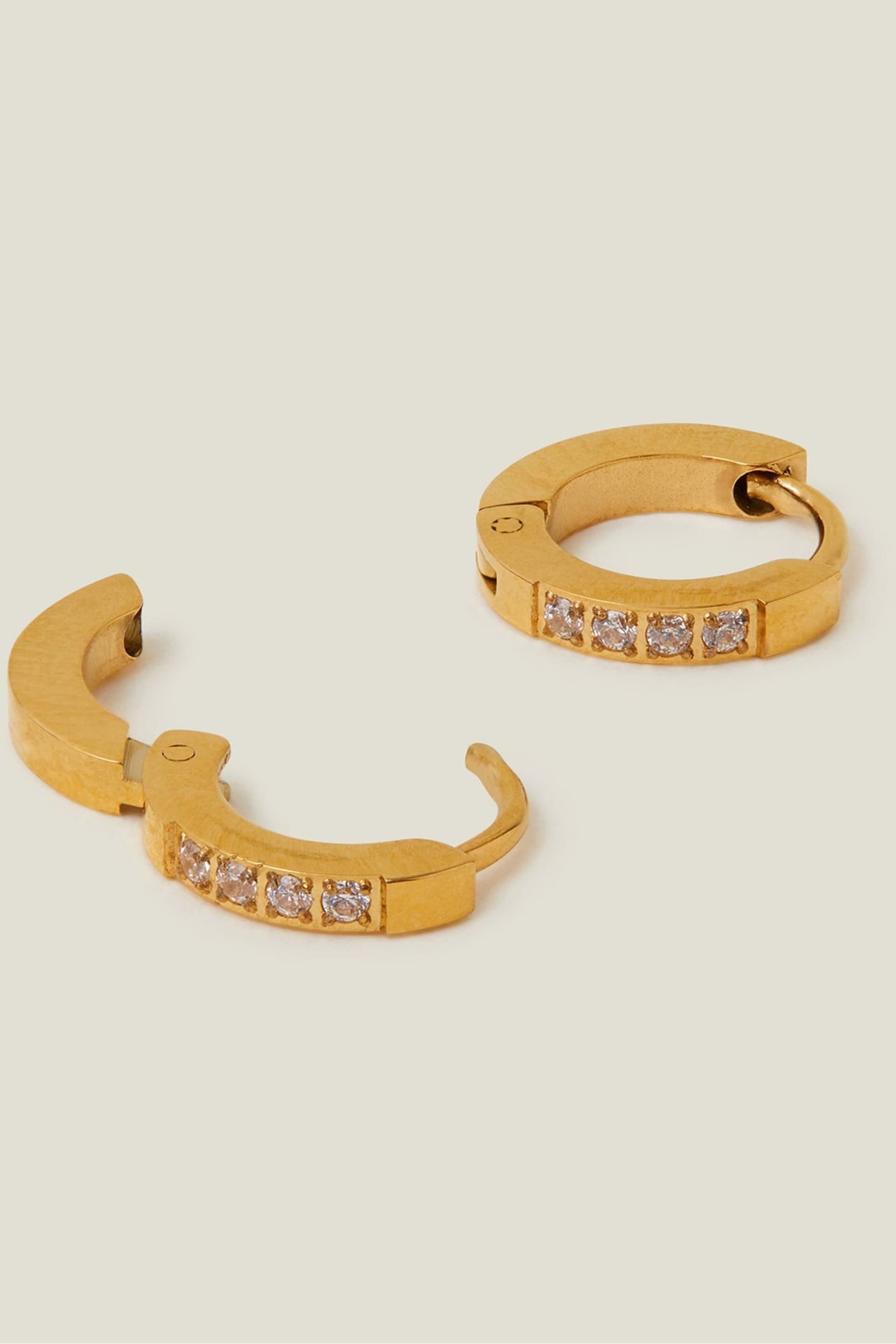 Accessorize Gold Tone Stainless Steel Sparkle Hoops - Image 1 of 3