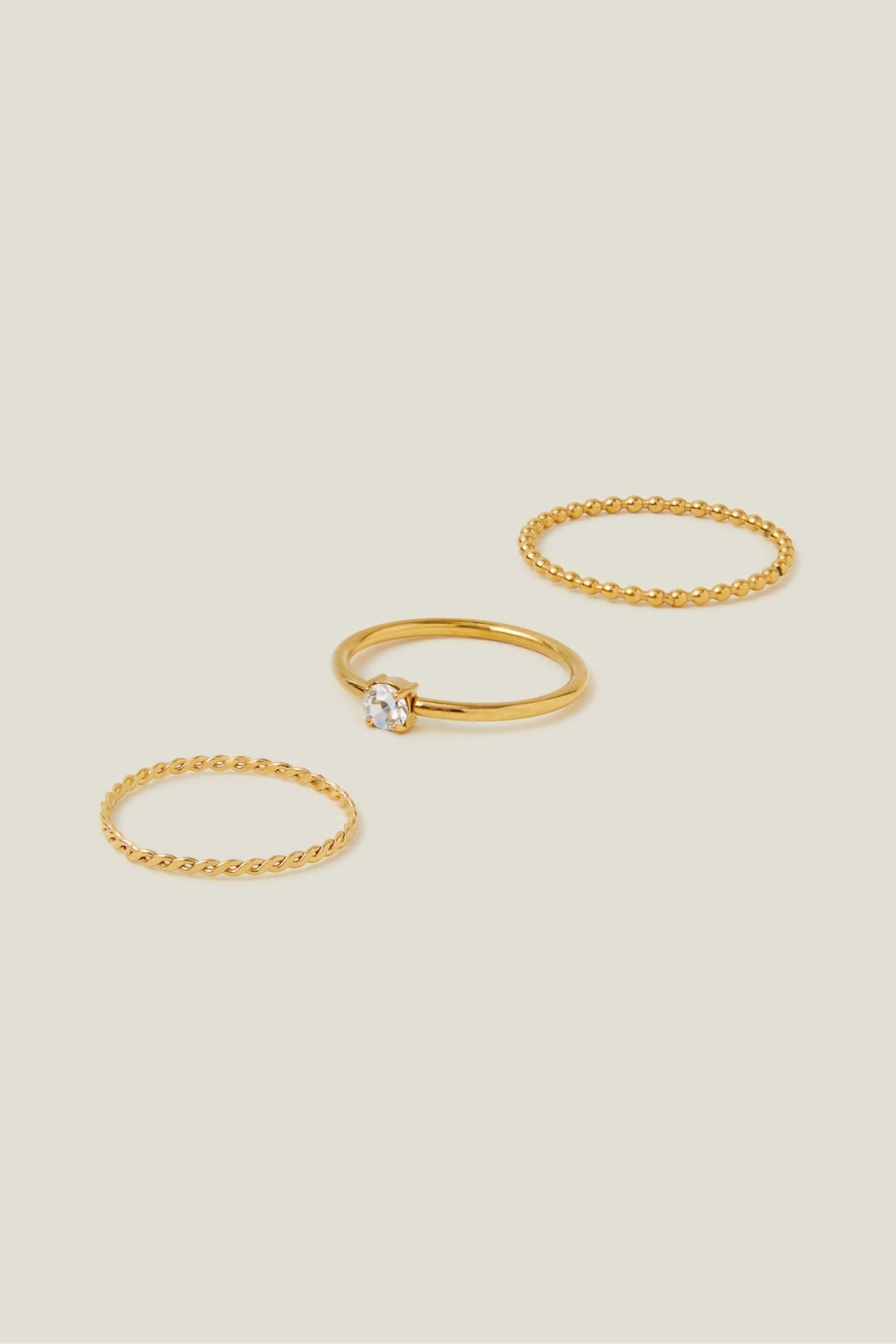 Accessorize Gold Tone Stainless Steel Rings 3 Pack - Image 1 of 3