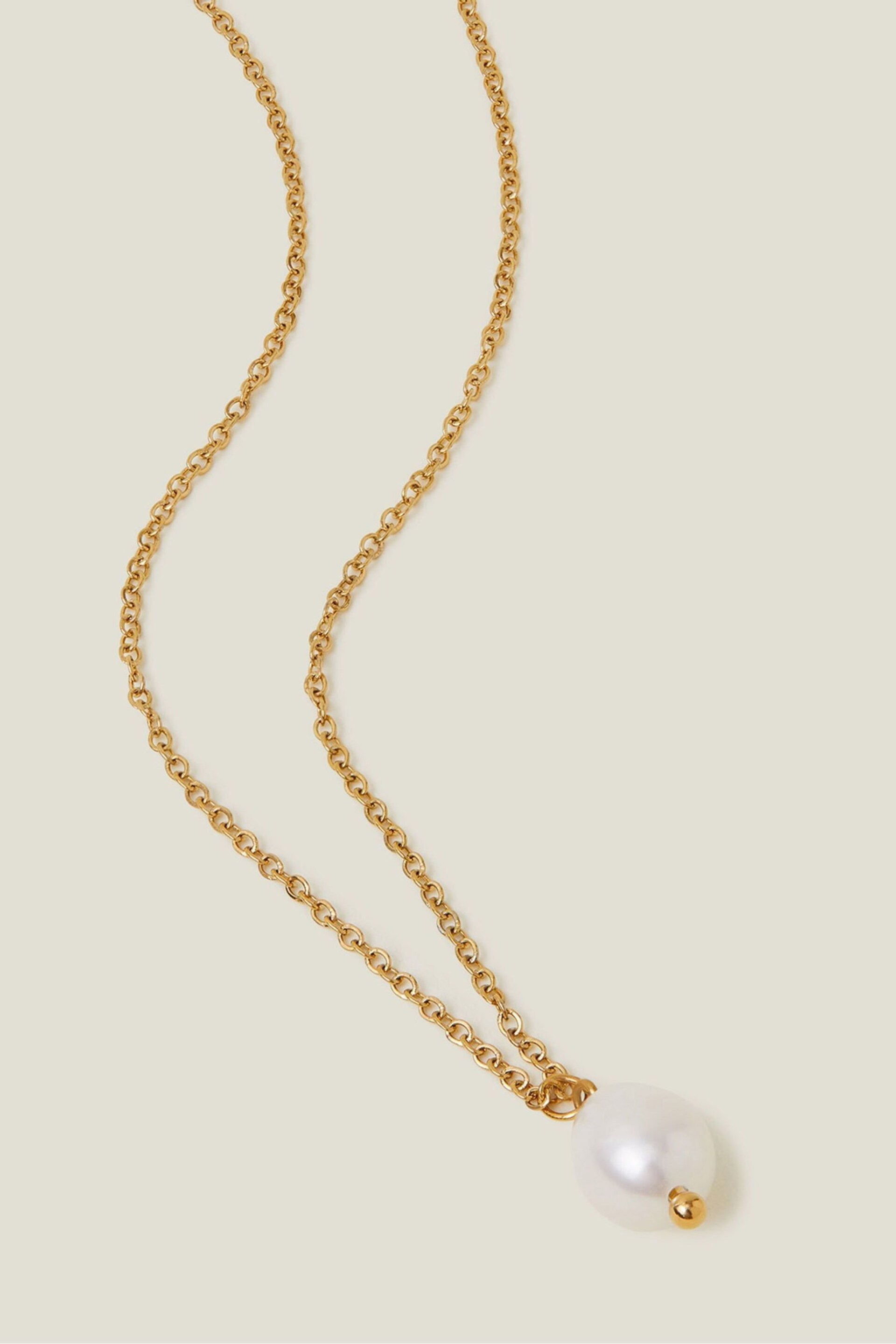 Accessorize Gold Tone Stainless Steel Pearl Pendant Necklace - Image 1 of 2