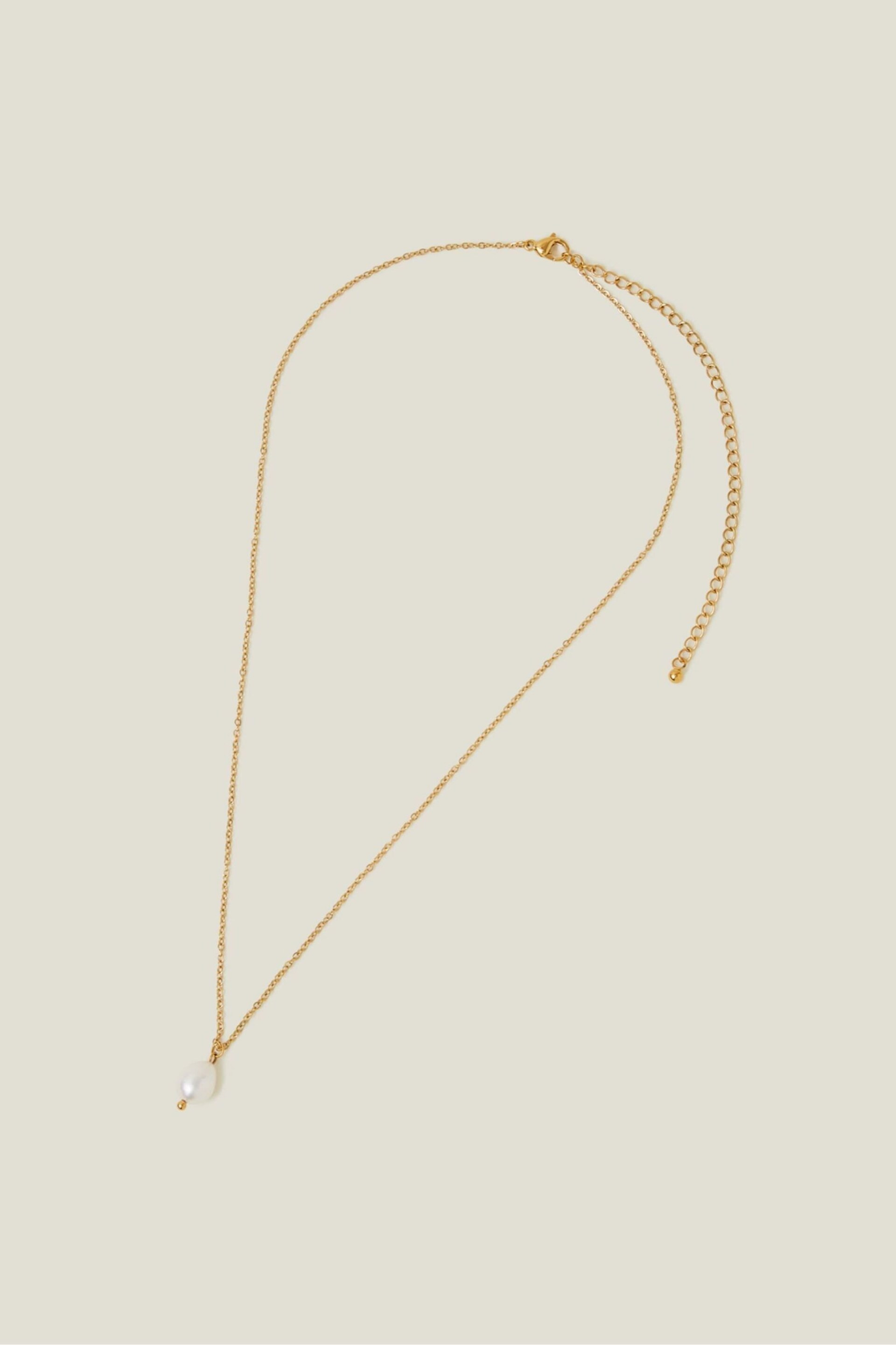 Accessorize Gold Tone Stainless Steel Pearl Pendant Necklace - Image 2 of 2