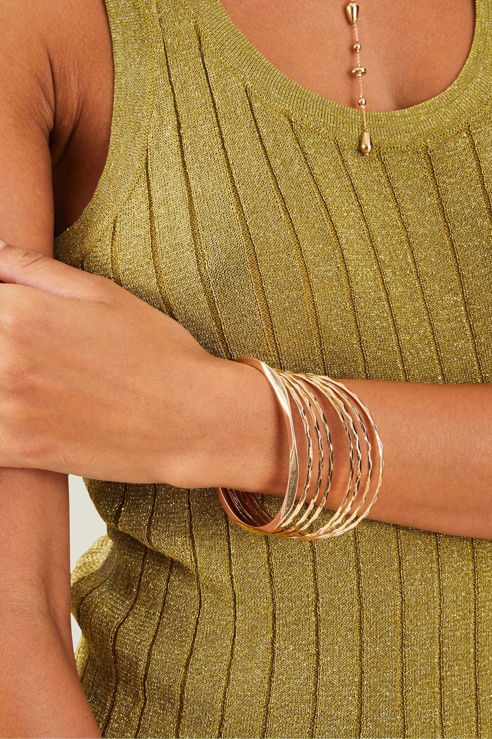 Accessorize Gold Tone Bangles 8 Pack - Image 3 of 3
