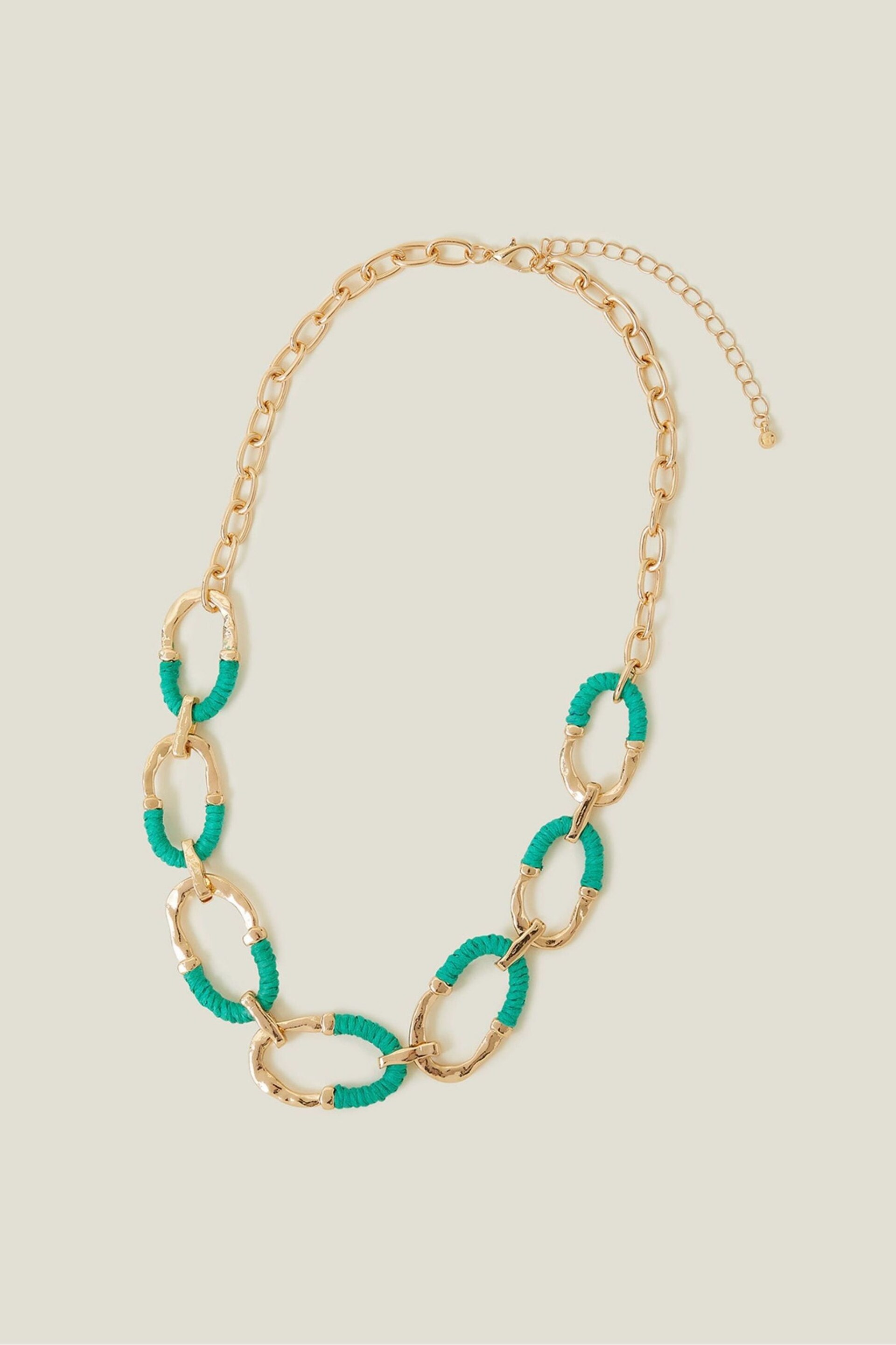 Accessorize Green Wrapped Loop Necklace - Image 2 of 3