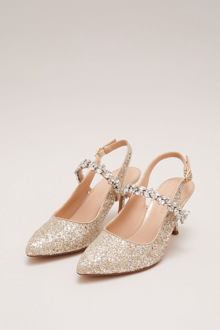 Phase Eight Metallic Glitter Embellished Pointed Slingback Shoes - Image 2 of 7