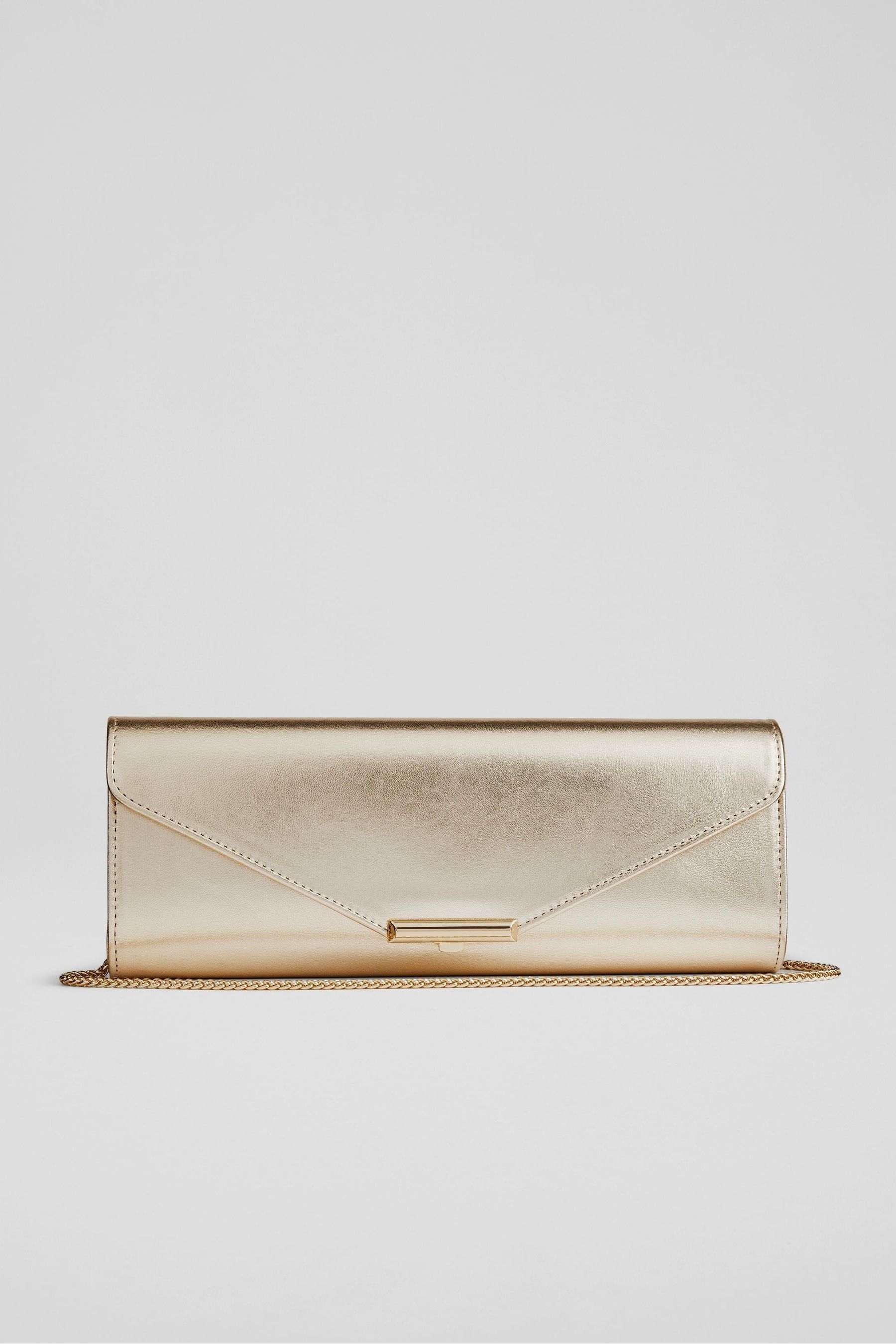 Lk bennett gold clutch bag shop