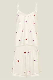Accessorize White Orchid Embroidered Short Pyjama Set - Image 3 of 3