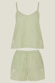 Accessorize Green Embroidered Stripe Vest Pyjama Set - Image 3 of 3