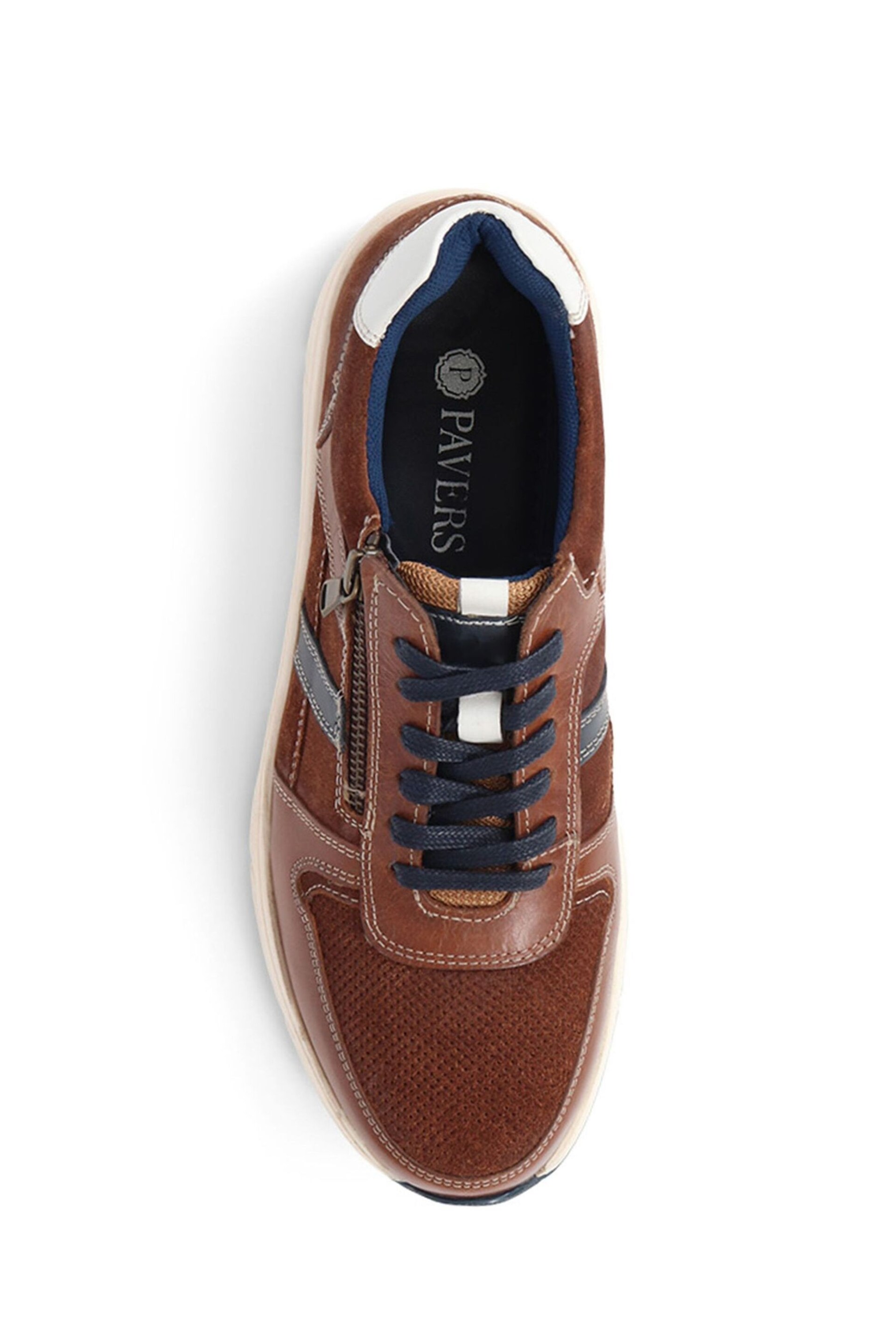 Pavers Lace Up Leather Brown Trainers - Image 3 of 5