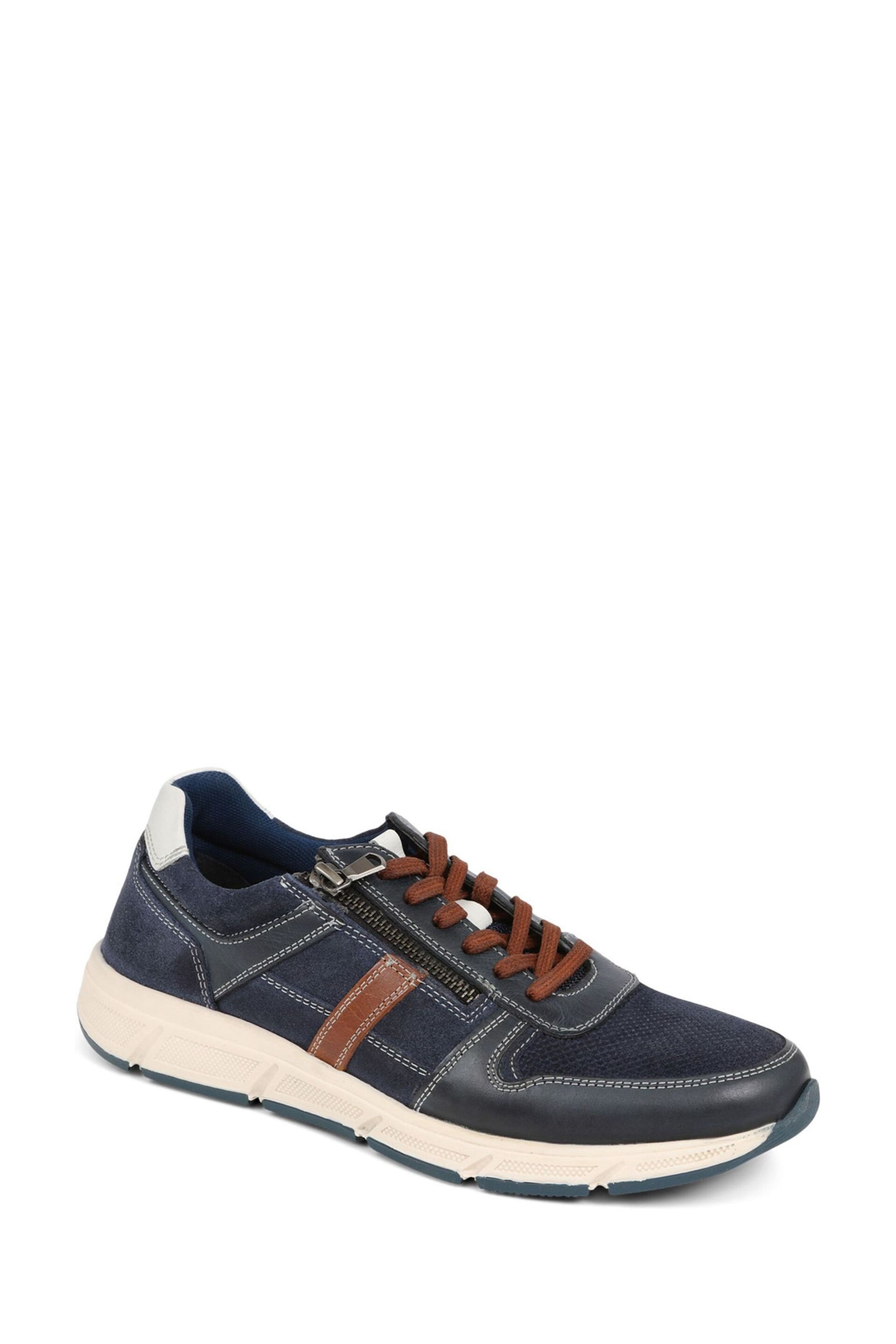 Pavers Blue Lace-Up Leather Trainers - Image 2 of 5