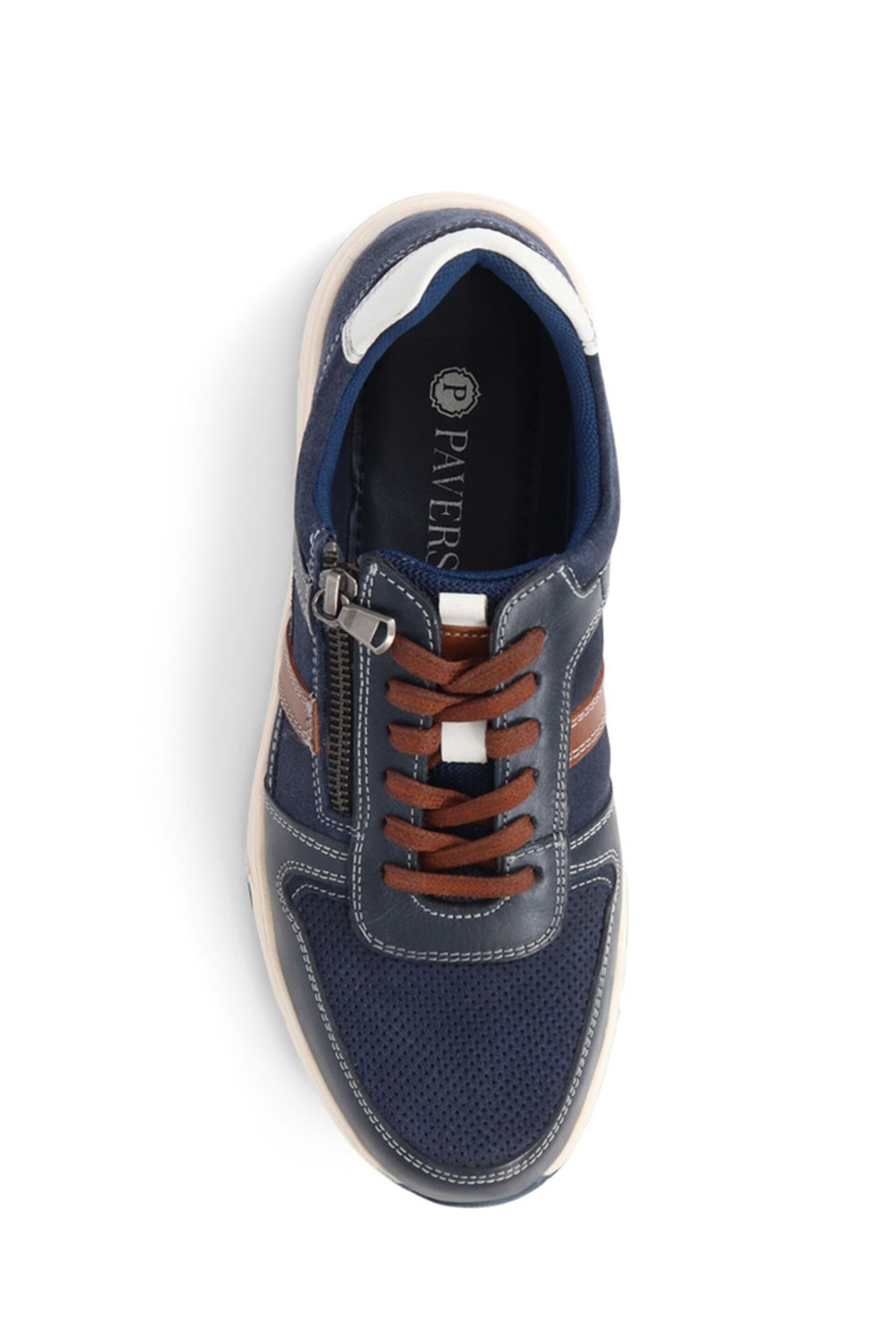 Pavers Blue Lace-Up Leather Trainers - Image 4 of 5