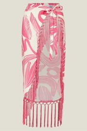 Accessorize Pink Squiggle Print Fringe Sarong Cover-Up - Image 3 of 3