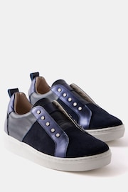 Mint Velvet Blue Suede Metallic Trainers - Image 1 of 2