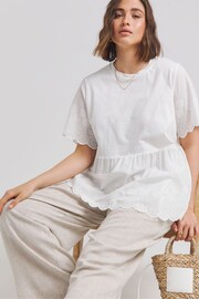 Simply Be White Broderie Smock Blouse - Image 1 of 4
