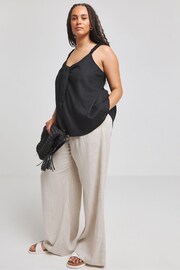 Simply Be Knot Front Linen Black Cami - Image 3 of 4