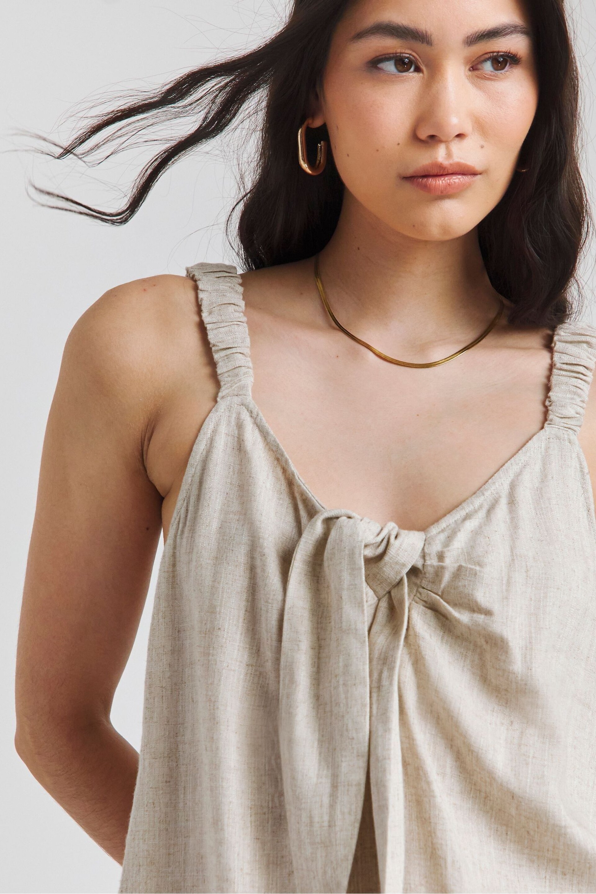 Simply Be Natural Knot Front Linen Cami - Image 4 of 4