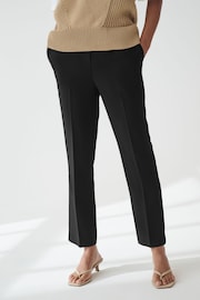 Black Tailored Elasticated Back Straight Leg Trousers - Image 2 of 6