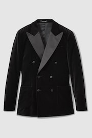 Reiss Black Club Cotton Blend Velvet Tuxedo Jacket - Image 2 of 7