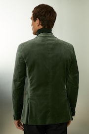 Reiss Sage Green Apsara Cotton-Blend Velvet Blazer - Image 4 of 6