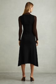 Reiss Chocolate/Black Hope Colourblock Ribbed Midi Dress - Image 4 of 5