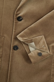 Reiss Taupe Brown Royale Cotton-Blend Velvet Blazer - Image 6 of 7