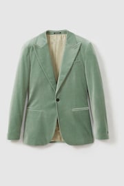 Reiss Mint Green Apsara Velvet Single Breasted Blazer - Image 2 of 7