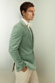 Reiss Mint Green Apsara Velvet Single Breasted Blazer - Image 3 of 7