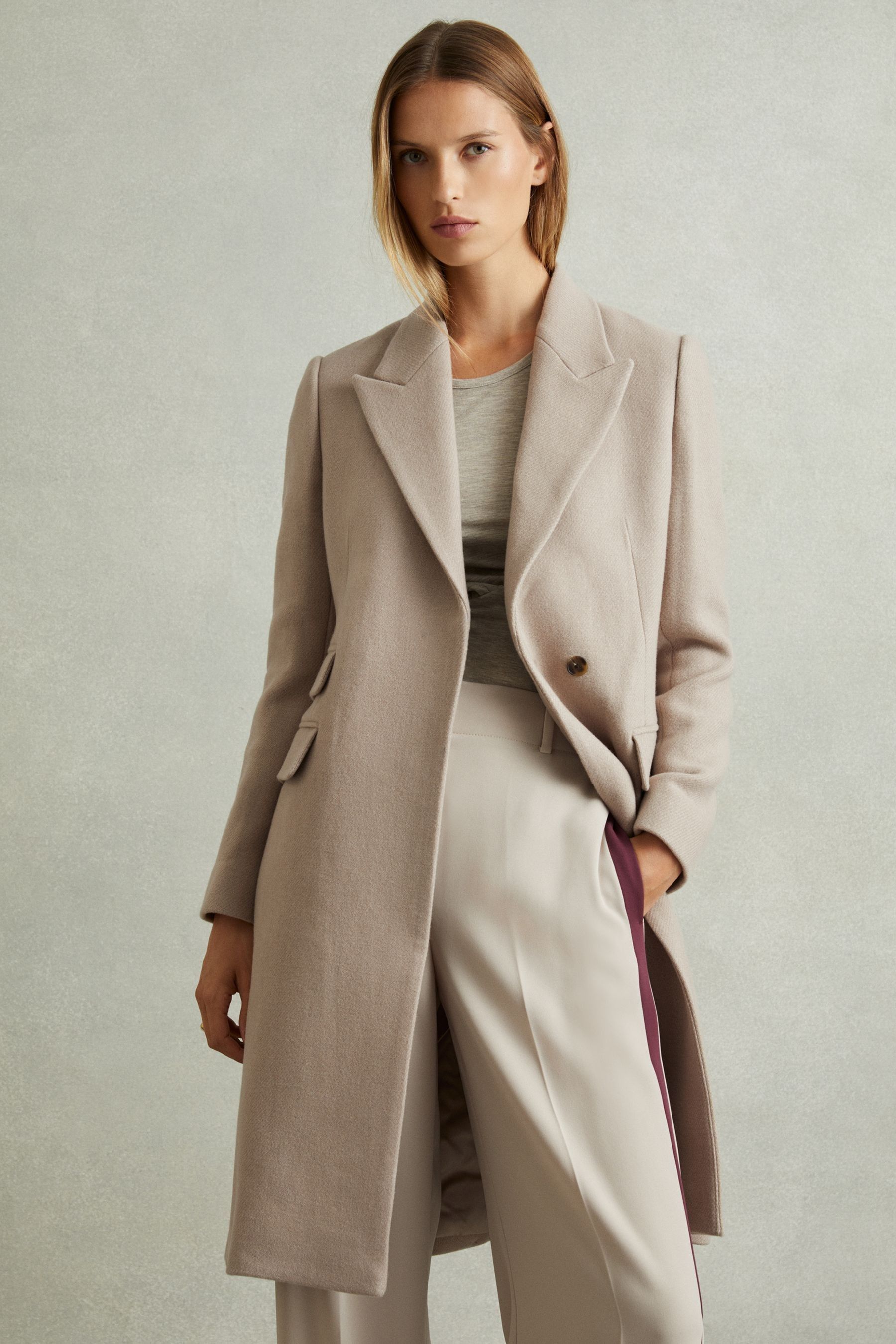 Reiss Stone Louis Petite Wool Blend Coat