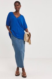 JD Williams Blue Crinkle Tunic Top - Image 1 of 4