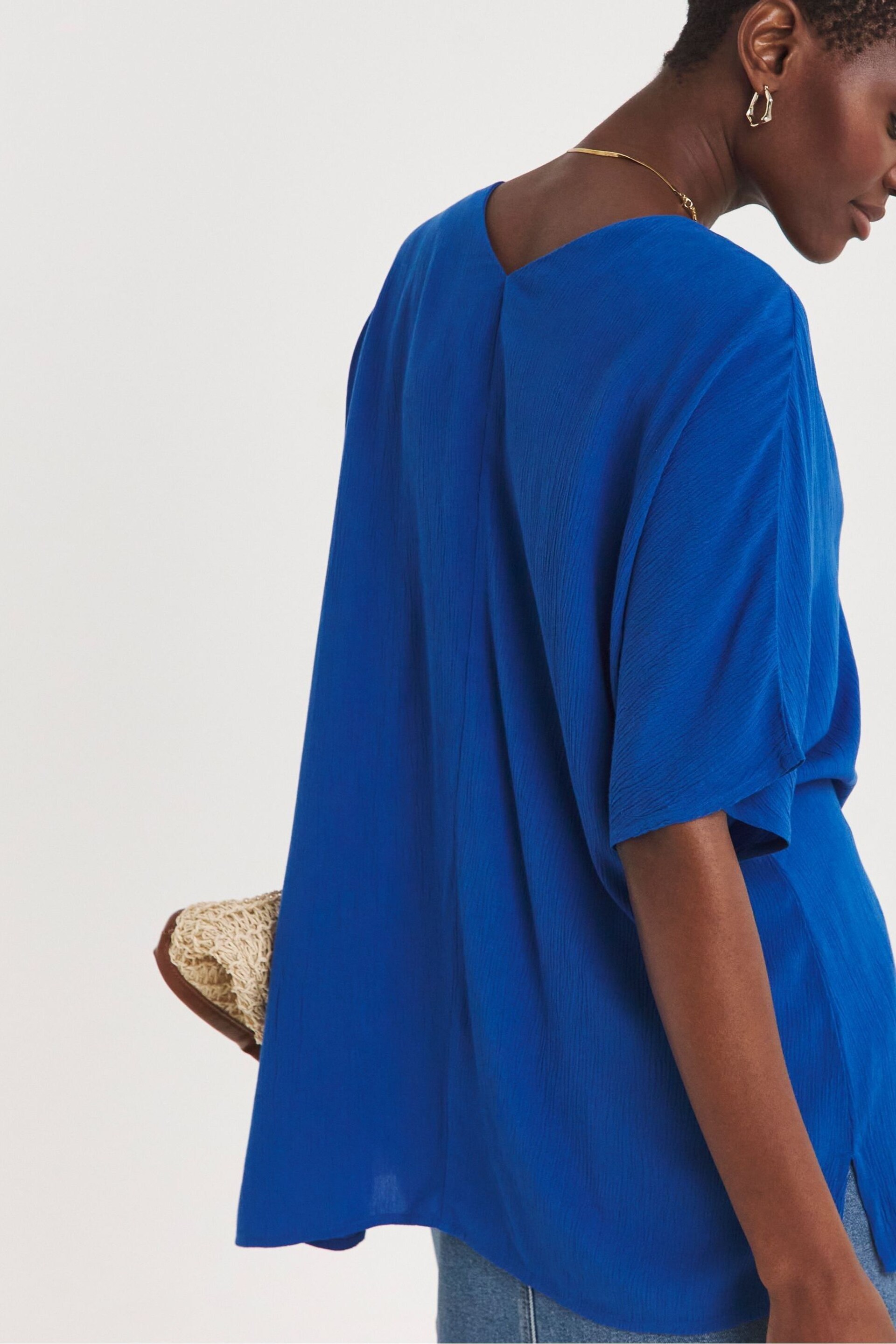 JD Williams Blue Crinkle Tunic Top - Image 2 of 4