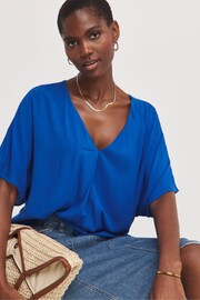 JD Williams Blue Crinkle Tunic Top - Image 3 of 4